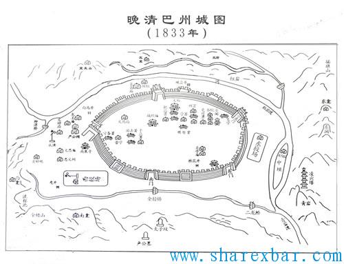 晚清巴州城示意图